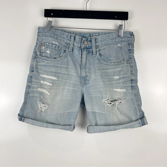 AG Adriano Goldschmied Ex-Boyfriend Distressed Jean Shorts Denim Jorts Size 26 - Picture 1 of 6